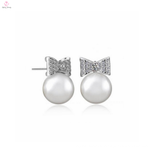 Papillon Design 925 boucles d&#39;oreilles en argent sterling avec perle de coquille